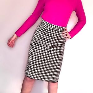 Cute Wool Houndstooth Pencil Skirt